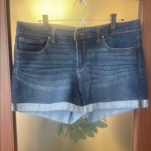 Super cute blue denim Women's Shorts with rolled cuffs